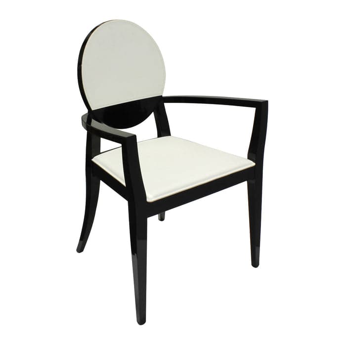 Calligaris Scaun Deja Vu Lemn Negru Lucios Tapițerie Piele Alb