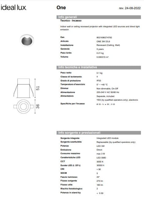 Ideal-Lux Spot 2W LED 9