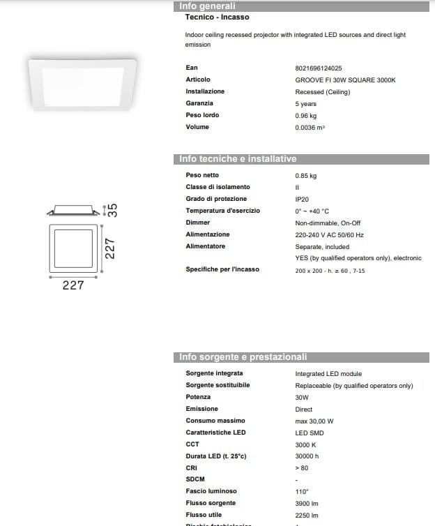 Ideal-Lux Spot Pătrat cu Groove 6