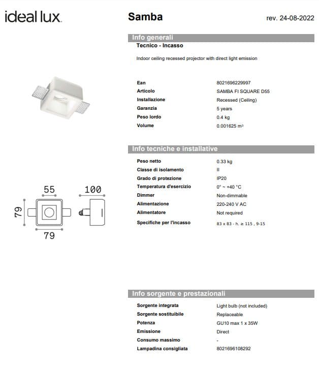 Spot Samba fi square d55 Patrat/Rotund 4