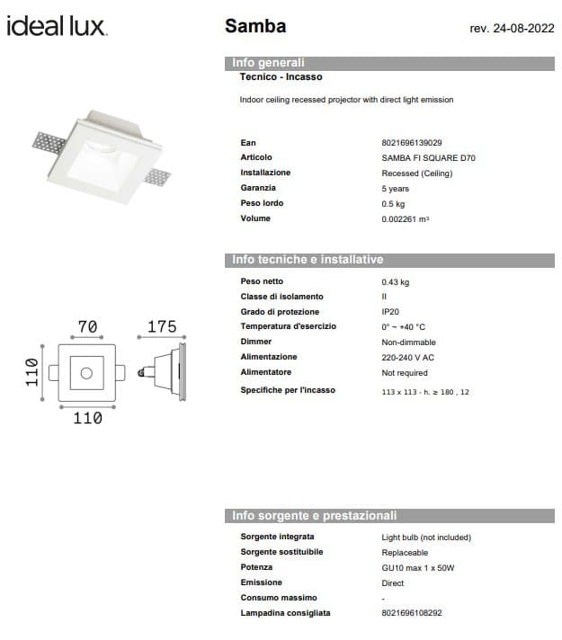 Spot Samba fi square d70/d77 4