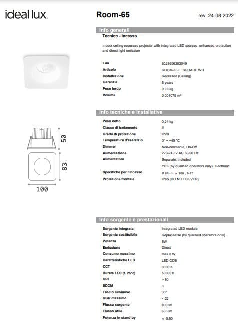 Ideal-Lux Spot Room 65 Rotund sau Pătrat 7