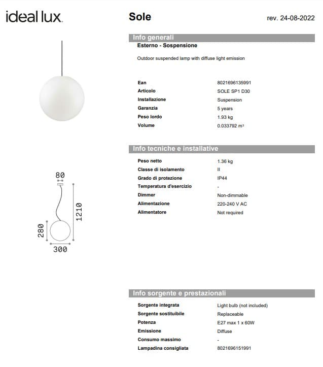 Ideal-Lux Lampadar Exterior Sole SP1 pentru Grădină 3