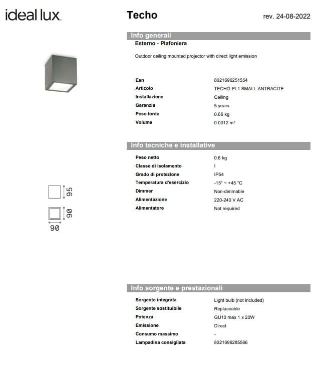 Ideal-Lux Plafonieră Exterior MPL1 7