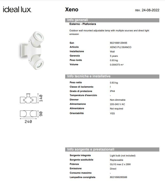 Ideal-Lux Plafonieră Exterior PL2 5