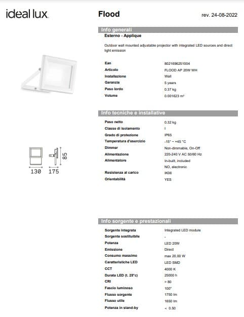 Ideal-Lux Aplica Exterior LED 20W IP65 Pentru Exterior 3