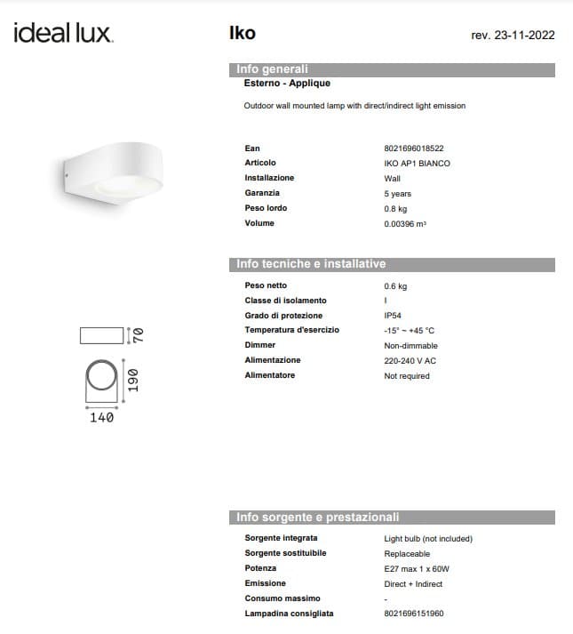 Ideal-Lux Aplica Exterior AP1 pentru exterior 5