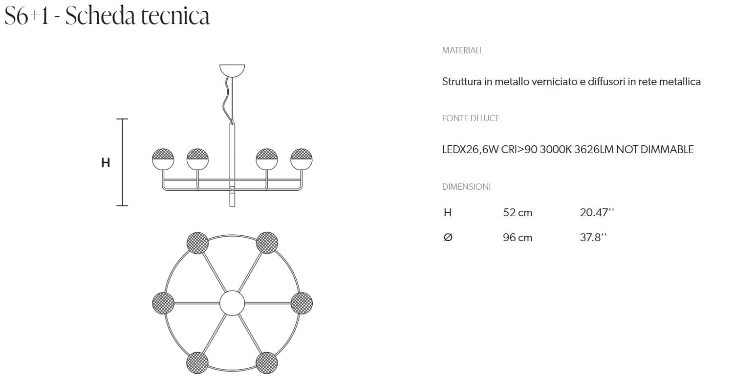 Masiero Candelabru Suspensat Circular cu 6+1/12+1/18+1 Becuri 6