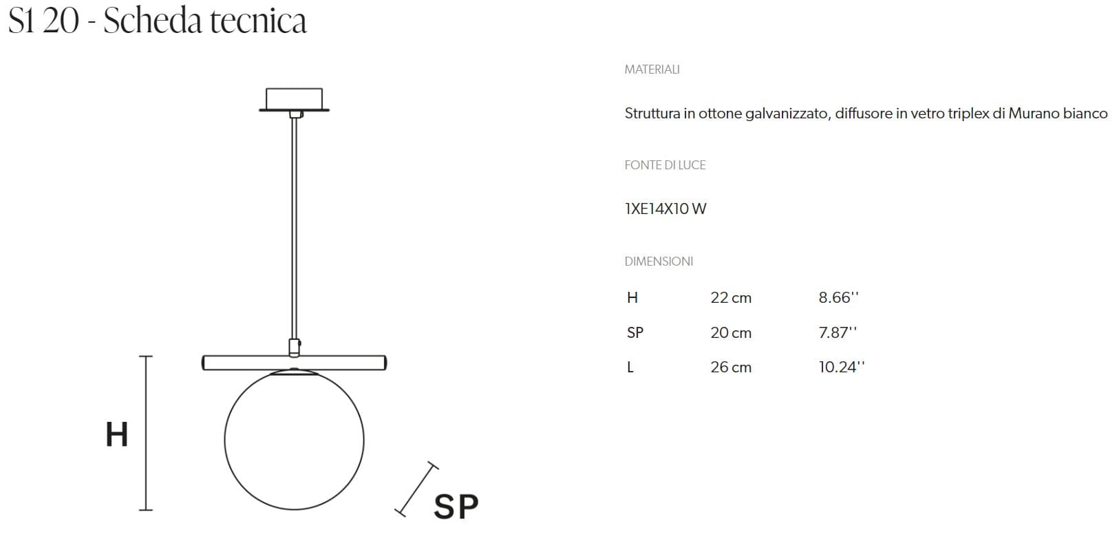 Masiero Pendul POSY S1 cu Diametre 12, 16, 20, 25 cm 10