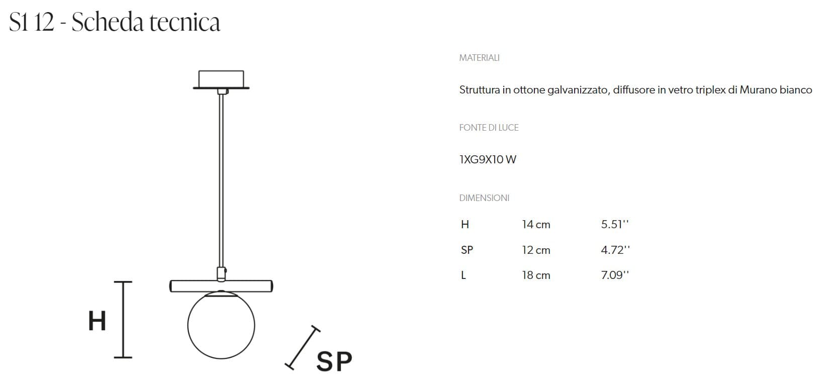 Masiero Pendul POSY S1 cu Diametre 12, 16, 20, 25 cm 8
