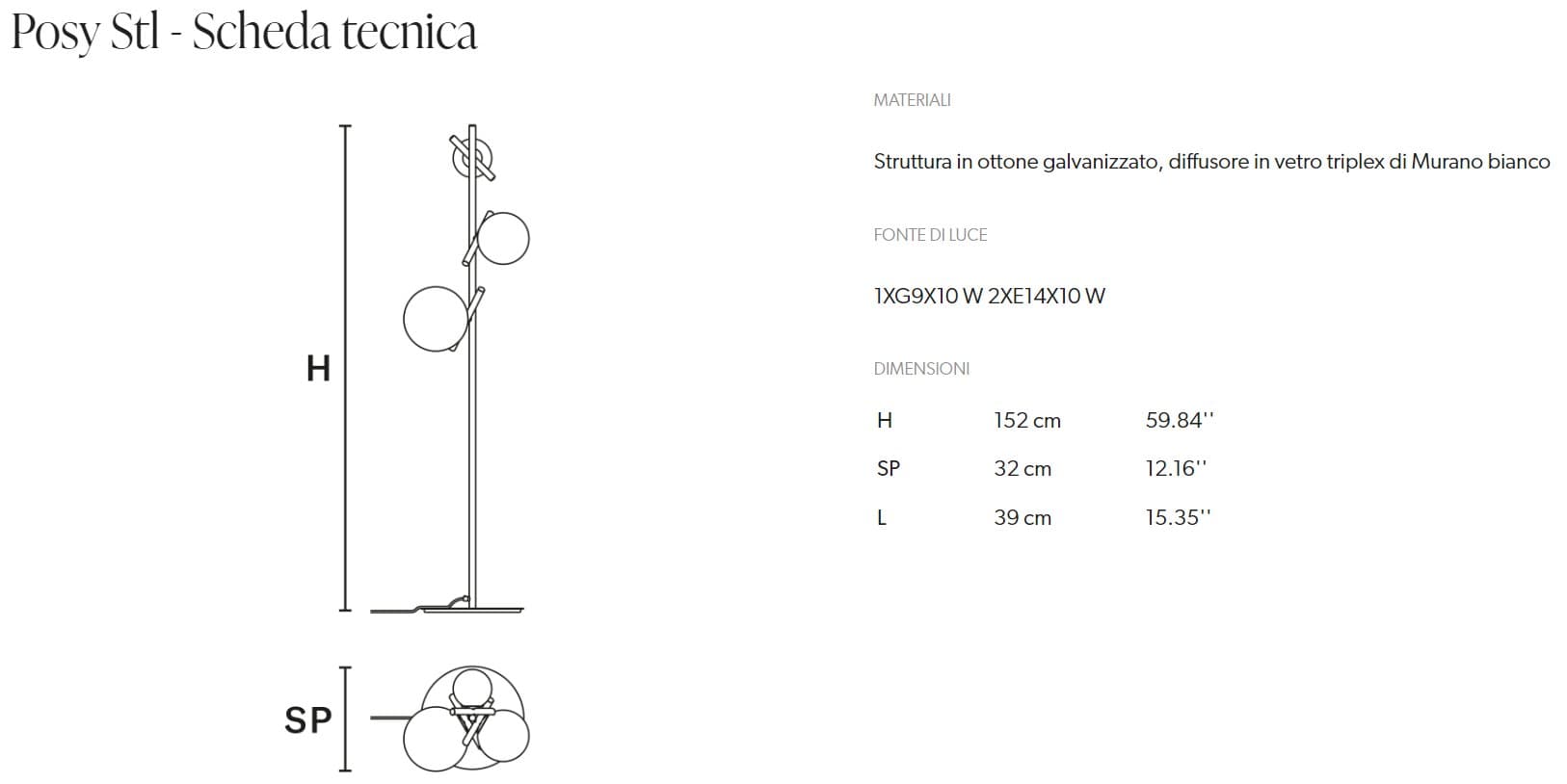 Masiero Lampadar Posy STL - Design Modern și Elegant 3