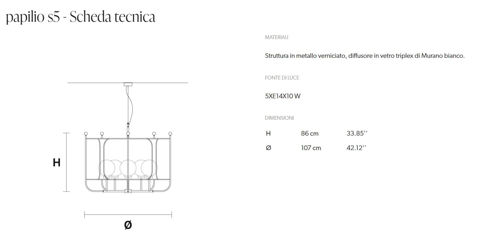 Masiero Lampă Suspendedă Papilio S5 4