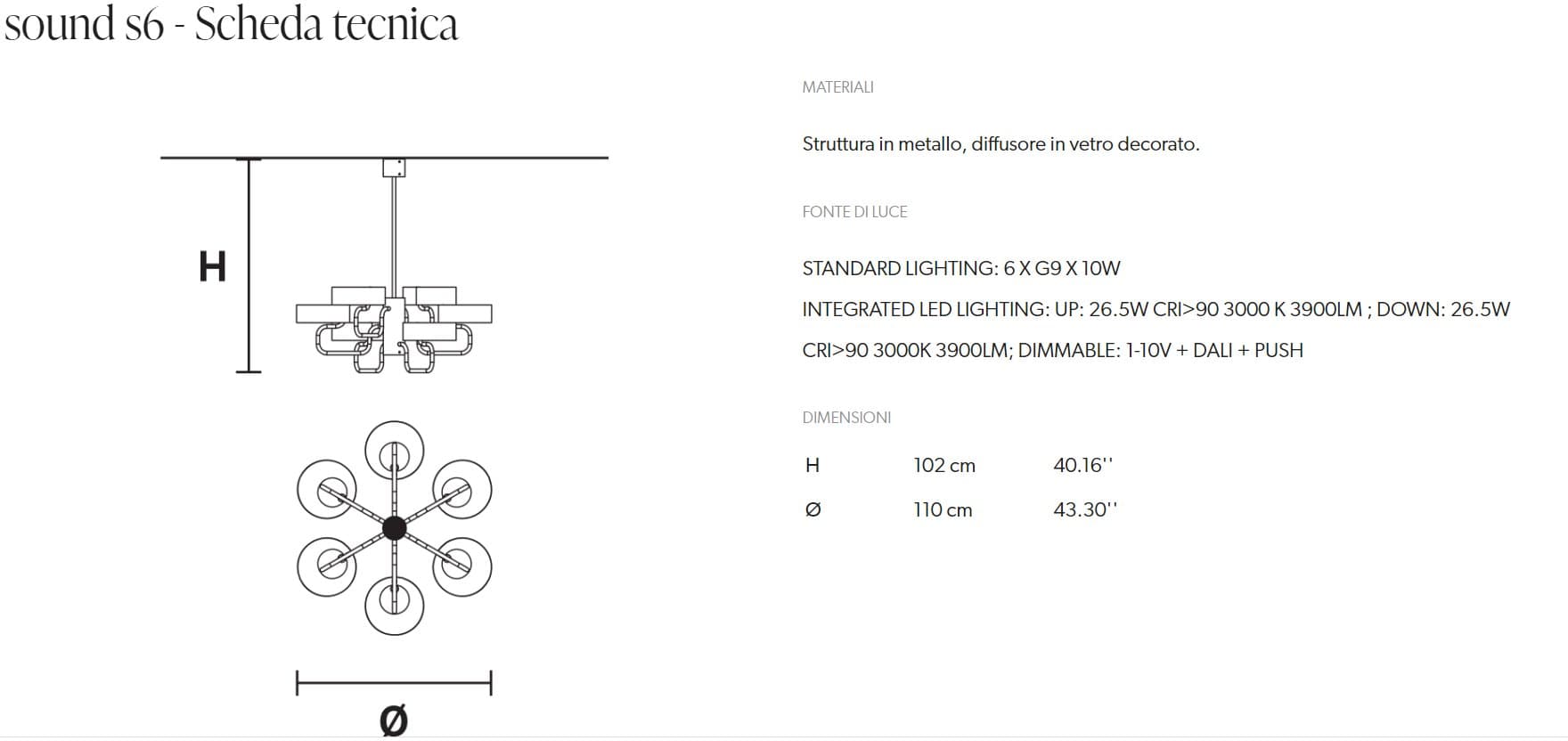 Masiero Candelabru Sound S6 3