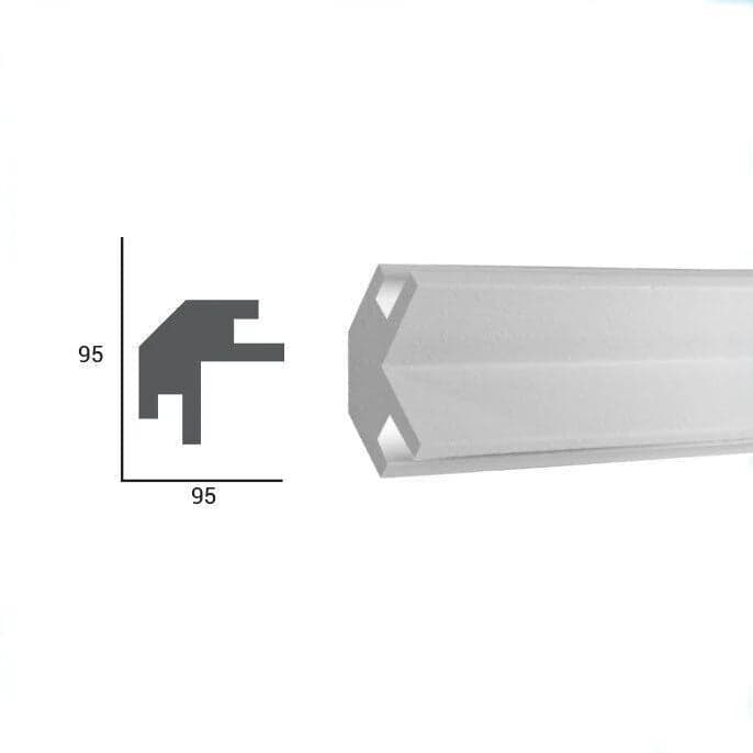 Profil pentru banda LED din polistiren extrudat acoperit cu rasina minerala KD203 - 9.5x9.5x115 cm 2