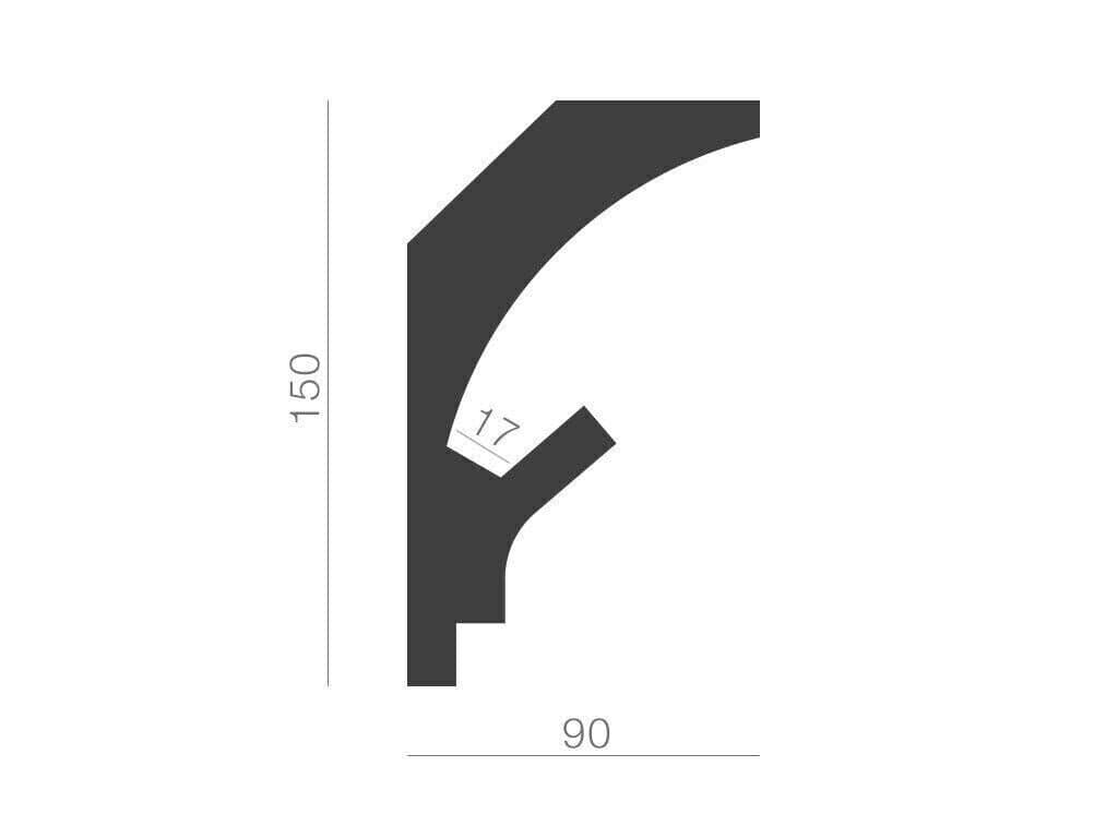 Profil pentru banda LED din polistiren extrudat acoperit cu rasina minerala KD205 - 15x9x115 cm 2