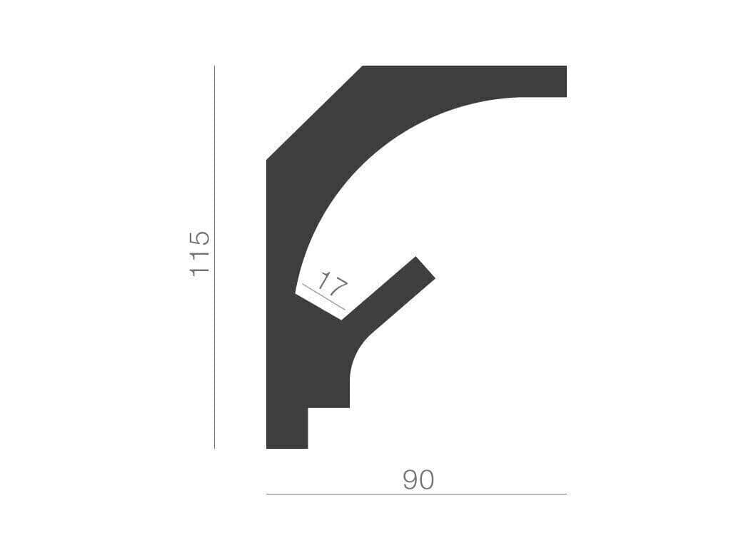 Profil pentru banda LED din polistiren extrudat acoperit cu rasina minerala KD204 - 11.5x9x115 cm Cod produs KD204-11.5x9x115 2