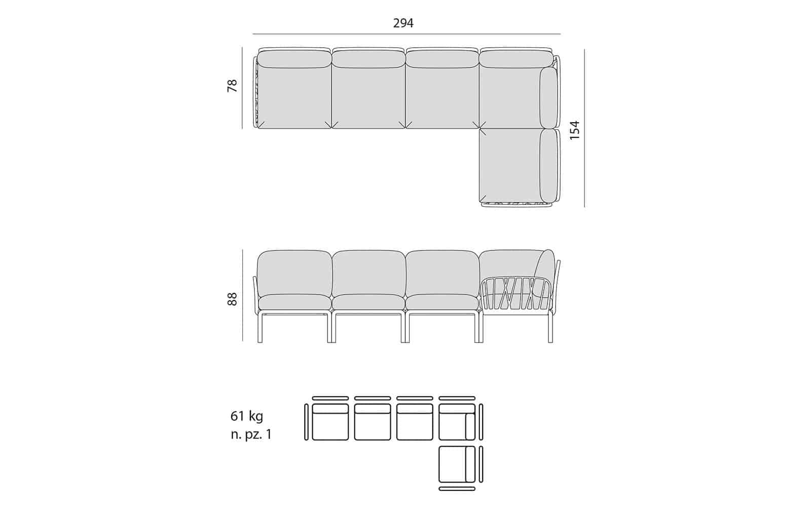 Canapea modulara pentru exterior  KOMODO 9