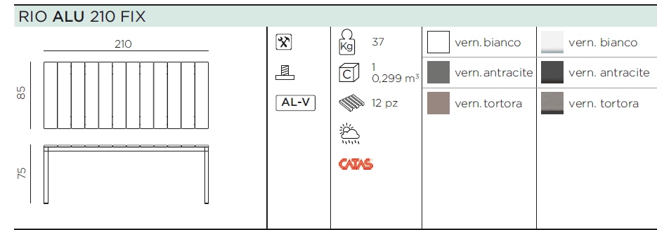 Masa de exterior Rio ALU 210 FIX 13