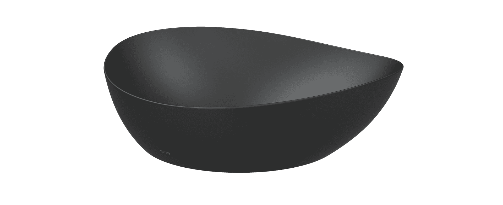 Vas TA, asimetric negru mat 465 mm, fără orificiu robinet, cu preaplin 4