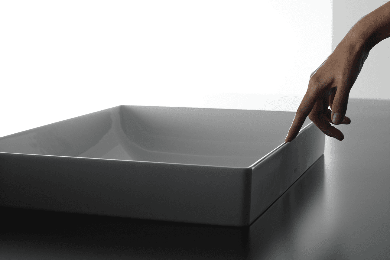 Vas TR, pătrat 600 mm, fără orificiu robinet, cu preaplin