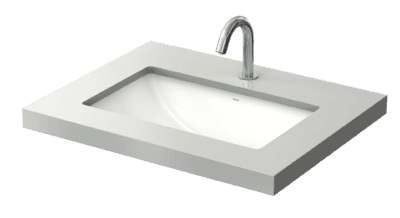 Lavoar sub blat WU, pătrat 600 mm, fără orificiu robinet, cu preaplin
