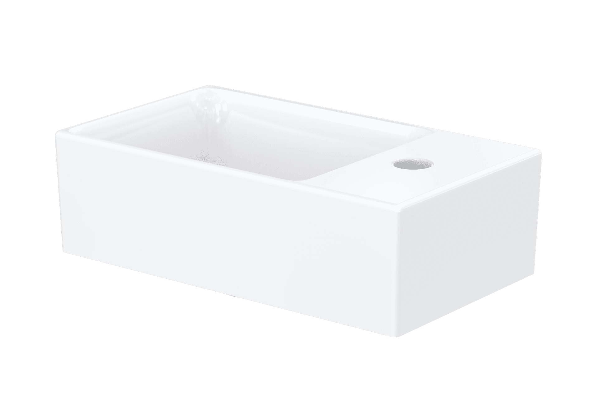 Vas de spălare CS, pătrat 400 mm, cu orificiu robinet, fără preaplin 2