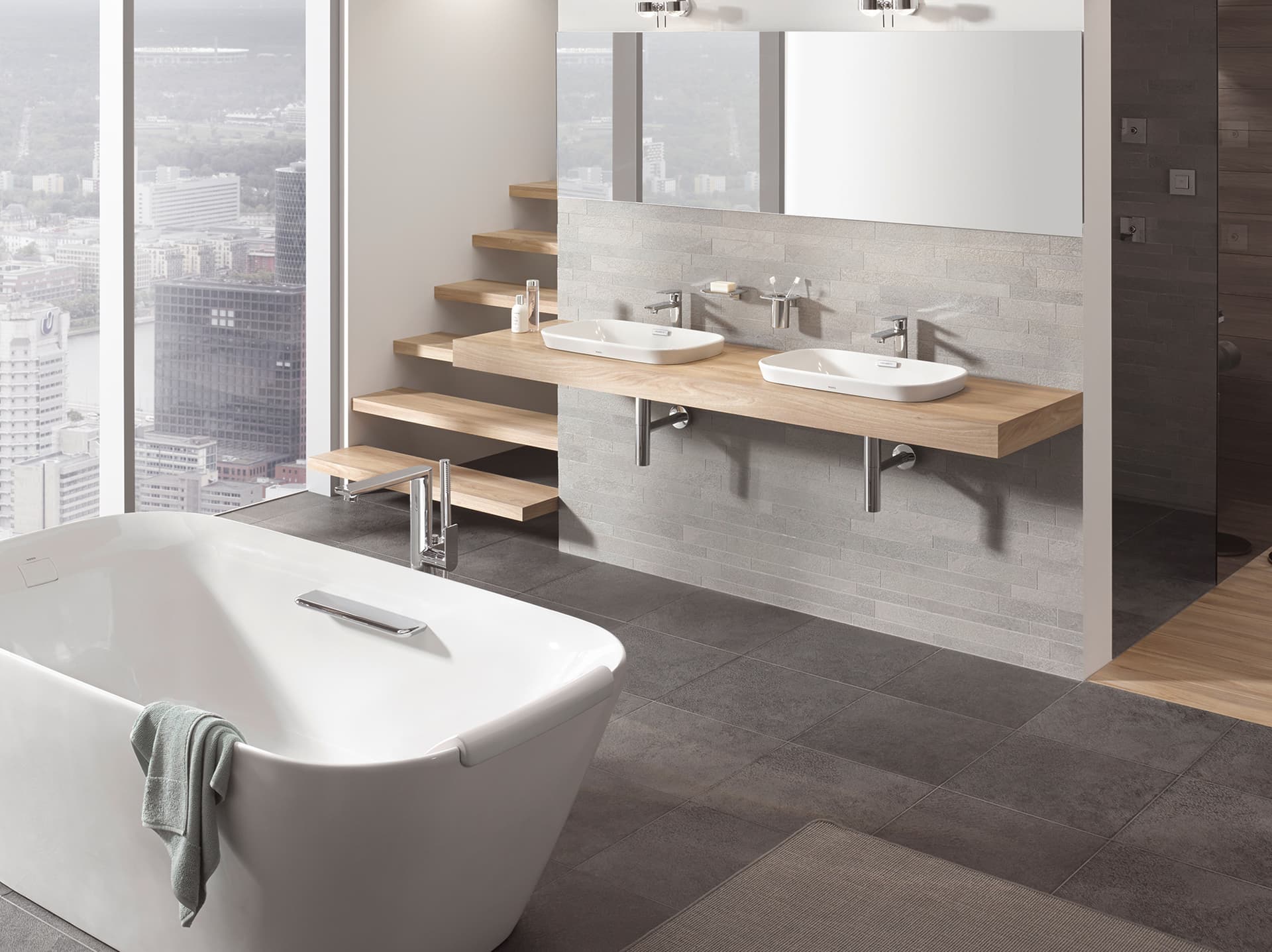 Vas NEOREST®  
750 mm, fără orificiu robinet, cu preaplin și capac preaplin culoare crom 3