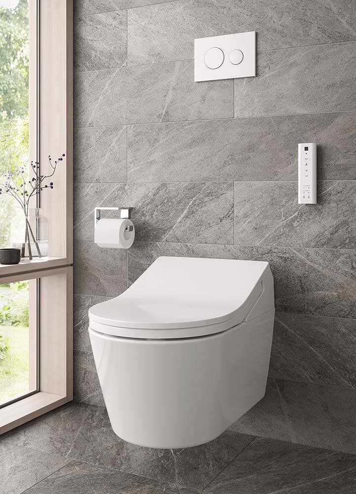 Set WASHLET® RW Auto Flush cu finisaj argintiu, incl. telecomandă, + WC RP, suspendat
